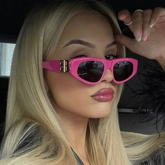Balenciaga BB0095S 006 Sunglasses Pink Gold Logo Grey Cat Eye Women main image 13